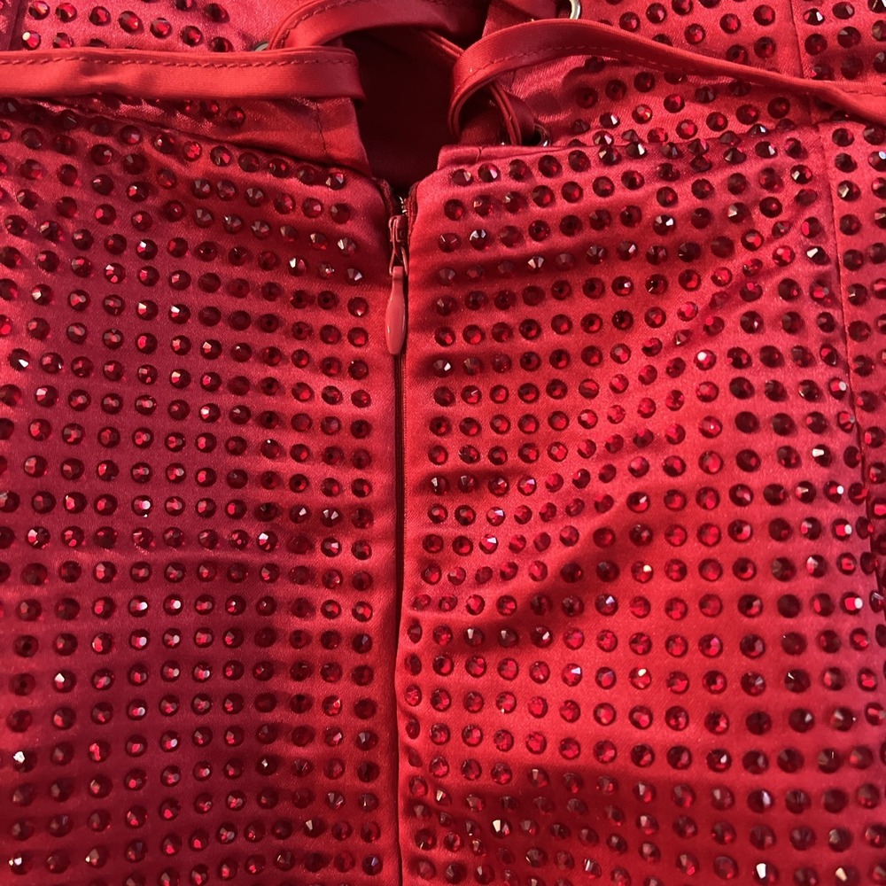 Babyboo Emma Mini Dress Red Sparkly Fit Flare Corset Party Size Small NWT - Picture 8 of 9